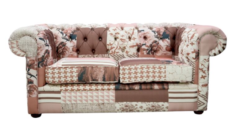 Chesterfield 2 Seater Charles Patchwork Peach Sofa Offer
