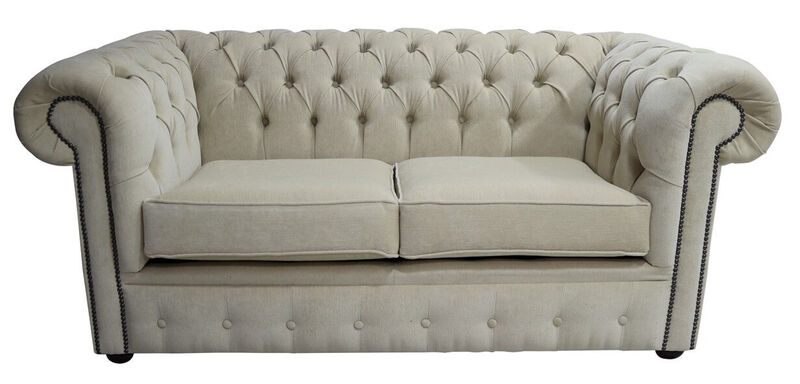 Product photograph of Chesterfield 2 Seater Settee Pimlico Natural Fabric Sofa Offer from Designer Sofas 4U