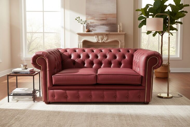 Chesterfield 2 Seater Infinity Salsa Faux Leather Sofa Offer