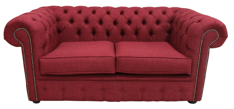 Product photograph of Chesterfield 2 Seater Settee Charles Linen Wine Sofa Offer from Designer Sofas 4U