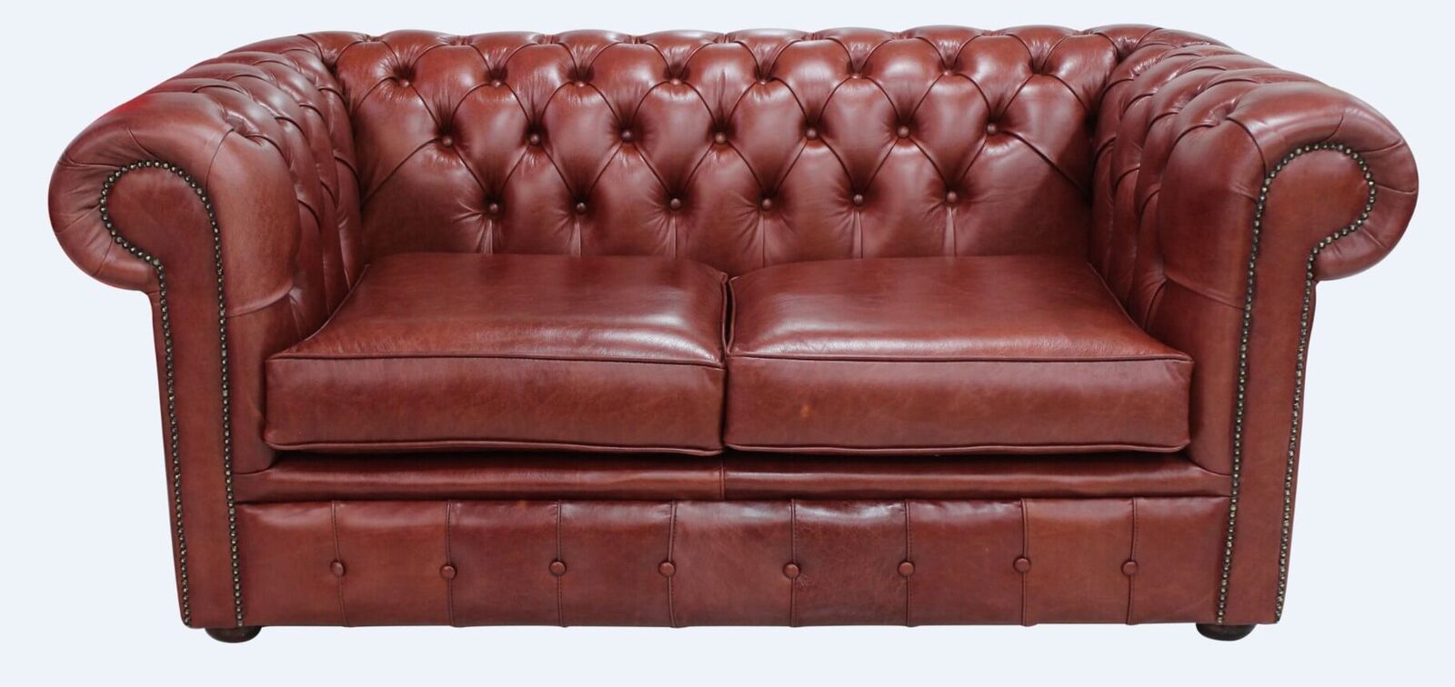Product photograph of Chesterfield 2 Seater Settee Old English Chestnut Leather Sofa from Designer Sofas 4U