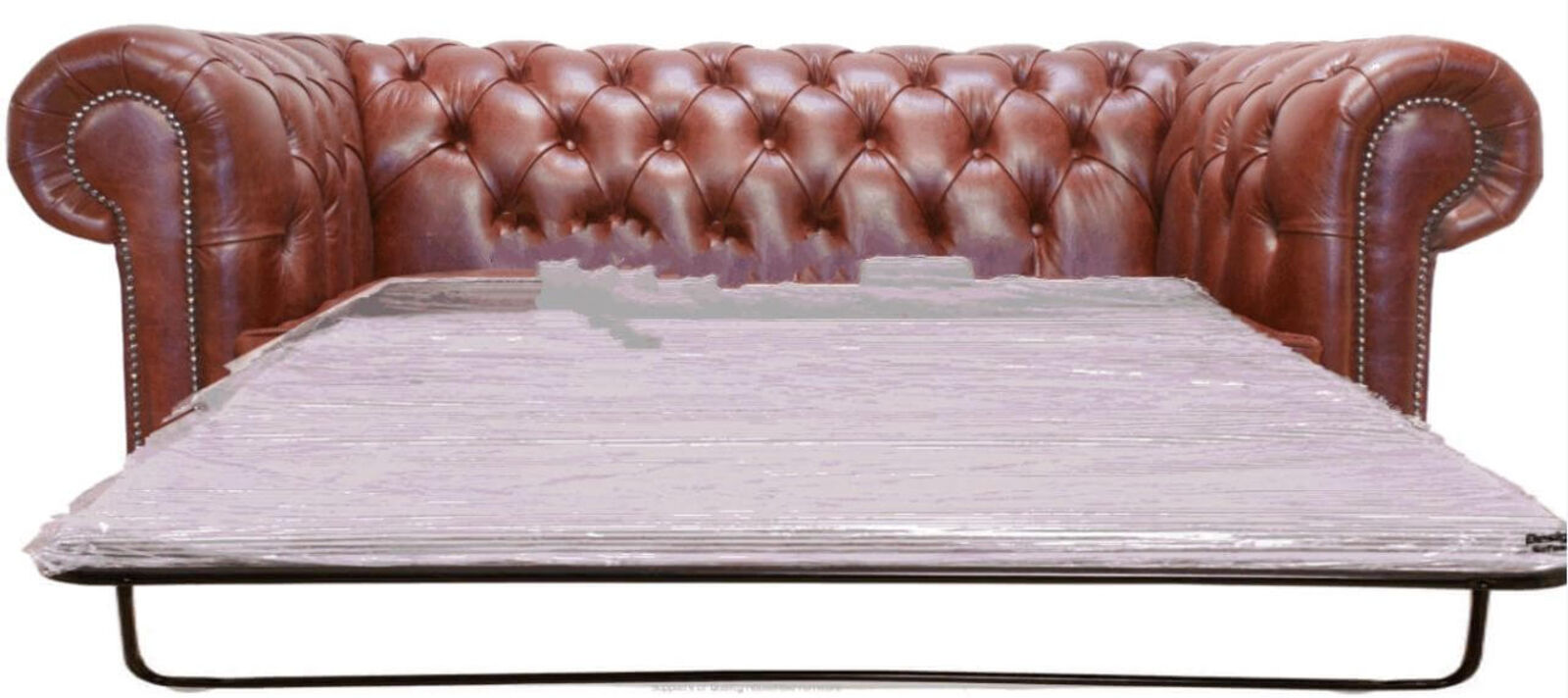 Product photograph of Best Pull Out Sofa Bed In Old English Chesnut Leather Chesterfield 2 Seater from Designer Sofas 4U