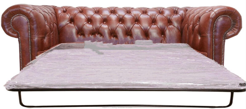 Product photograph of Best Pull Out Sofa Bed In Old English Chesnut Leather Chesterfield Amp Hellip from Designer Sofas 4U
