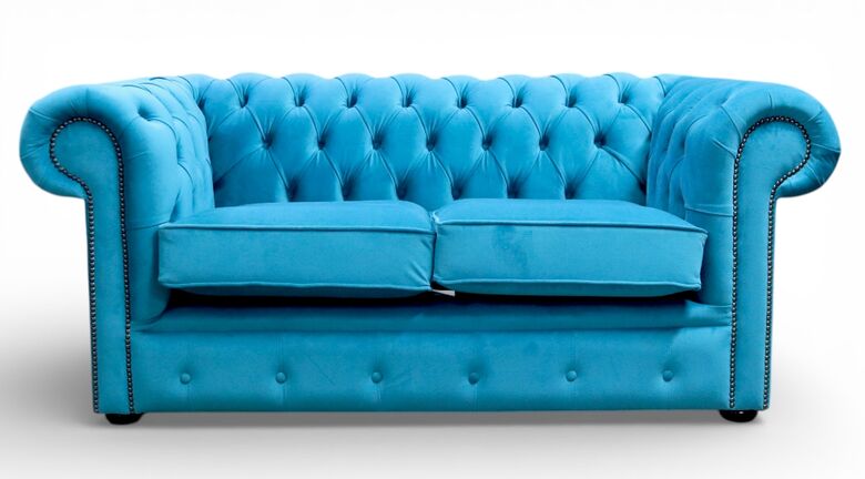 Chesterfield 2 Seater Settee Amalfi Turquoise Velvet Sofa Offer