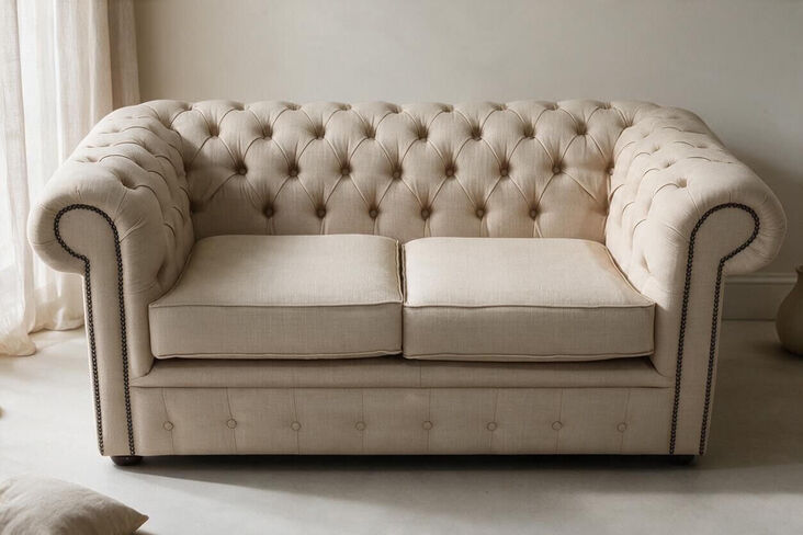 Chesterfield 2 Seater Settee Charles Linen Honey Sofa Offer