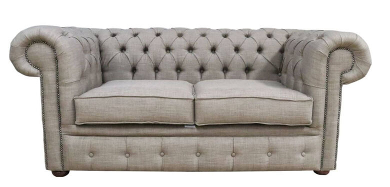 Chesterfield 2 Seater Settee Charles Linen Nutmeg Sofa Offer
