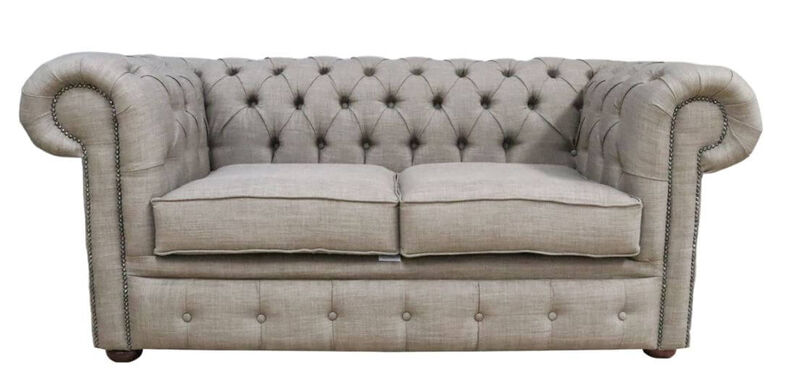 Product photograph of Chesterfield 2 Seater Settee Charles Linen Nutmeg Sofa Offer from Designer Sofas 4U