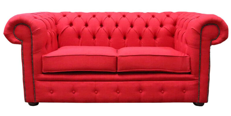 Product photograph of Chesterfield 2 Seater Settee Charles Linen Ruby Sofa Offer from Designer Sofas 4U