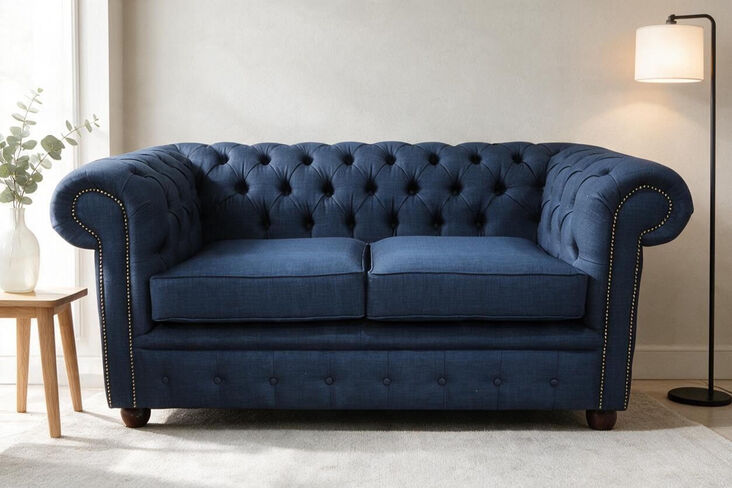 Chesterfield 2 Seater Settee Charles Midnight Blue Sofa Offer