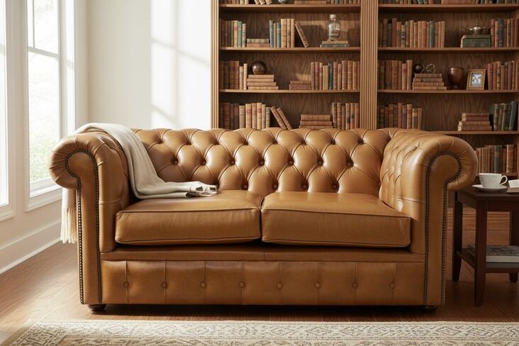 Chesterfield 2 Seater Settee Heritage Caramel Leather Sofa