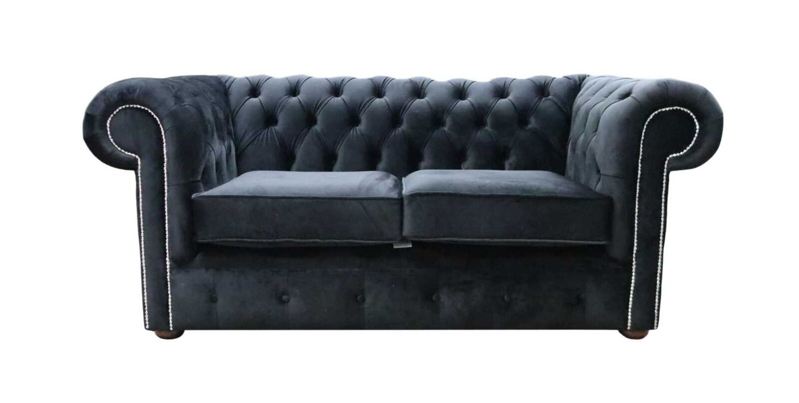Product photograph of Chesterfield 2 Seater Settee Monaco Black Velvet Sofa Offer from Designer Sofas 4U