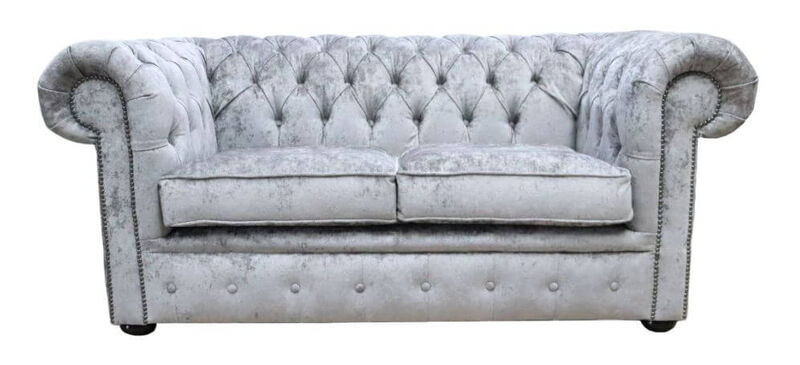 Product photograph of Chesterfield 2 Seater Settee Nuovo Ash Grey Fabric Sofa Offer from Designer Sofas 4U