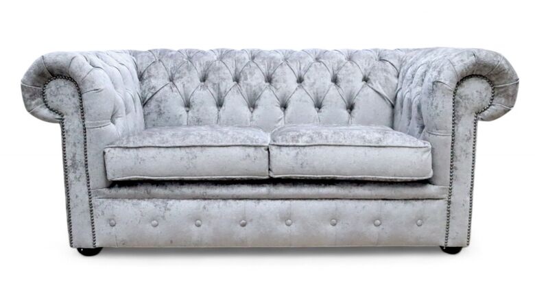 Chesterfield 2 Seater Settee Nuovo Ash Grey Fabric Sofa Offer