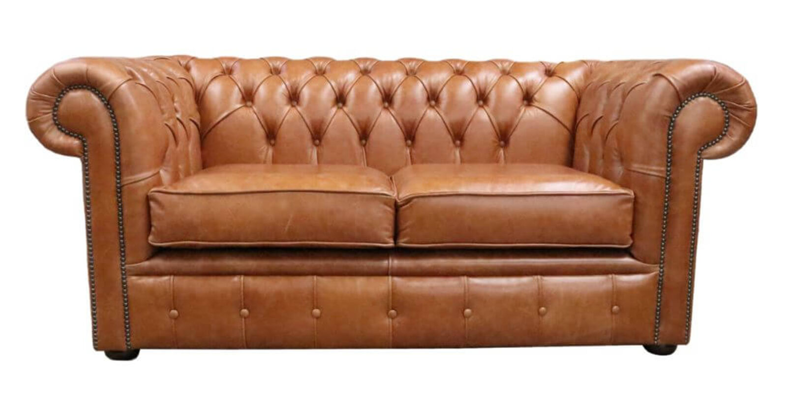 Product photograph of Chesterfield 2 Seater Settee Old English Bruciato Leather Sofa from Designer Sofas 4U