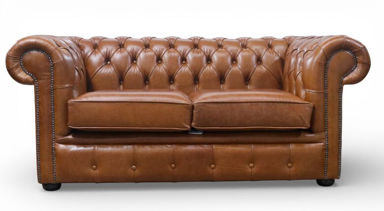 Chesterfield 2 Seater Settee Old English Malt Leather Sofa