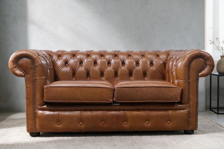 Chesterfield 2 Seater Settee Old English Malt Leather Sofa
