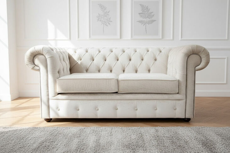 Chesterfield 2 Seater Settee Pastiche Linen Velvet Sofa Offer