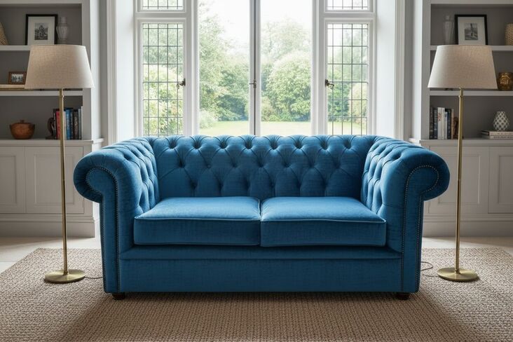 Chesterfield 2 Seater Settee Pastiche Teal Velvet Sofa Offer