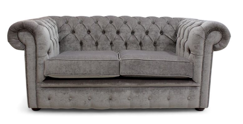 Chesterfield 2 Seater Settee Pimlico Bark Fabric Sofa Offer