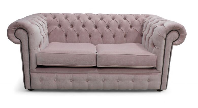 Chesterfield 2 Seater Settee Pimlico Blush Pink Fabric Sofa Offer