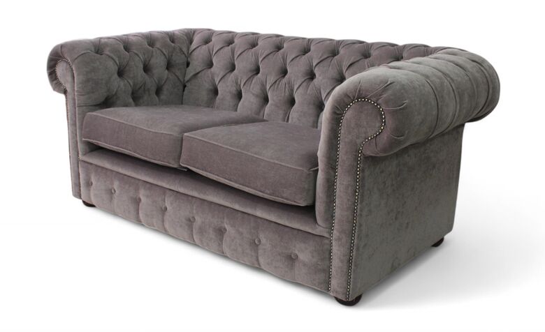 Chesterfield 2 Seater Settee Pimlico Grey Fabric Sofa Offer