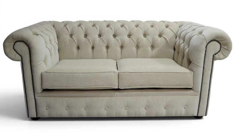 Chesterfield 2 Seater Settee Pimlico Natural Fabric Sofa Offer