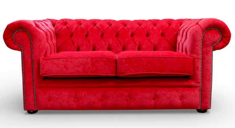 Chesterfield 2 Seater Settee Pimlico Rouge Red Fabric Sofa Offer