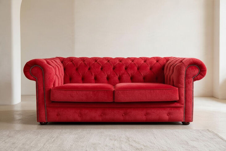 Chesterfield 2 Seater Settee Pimlico Rouge Red Fabric Sofa Offer