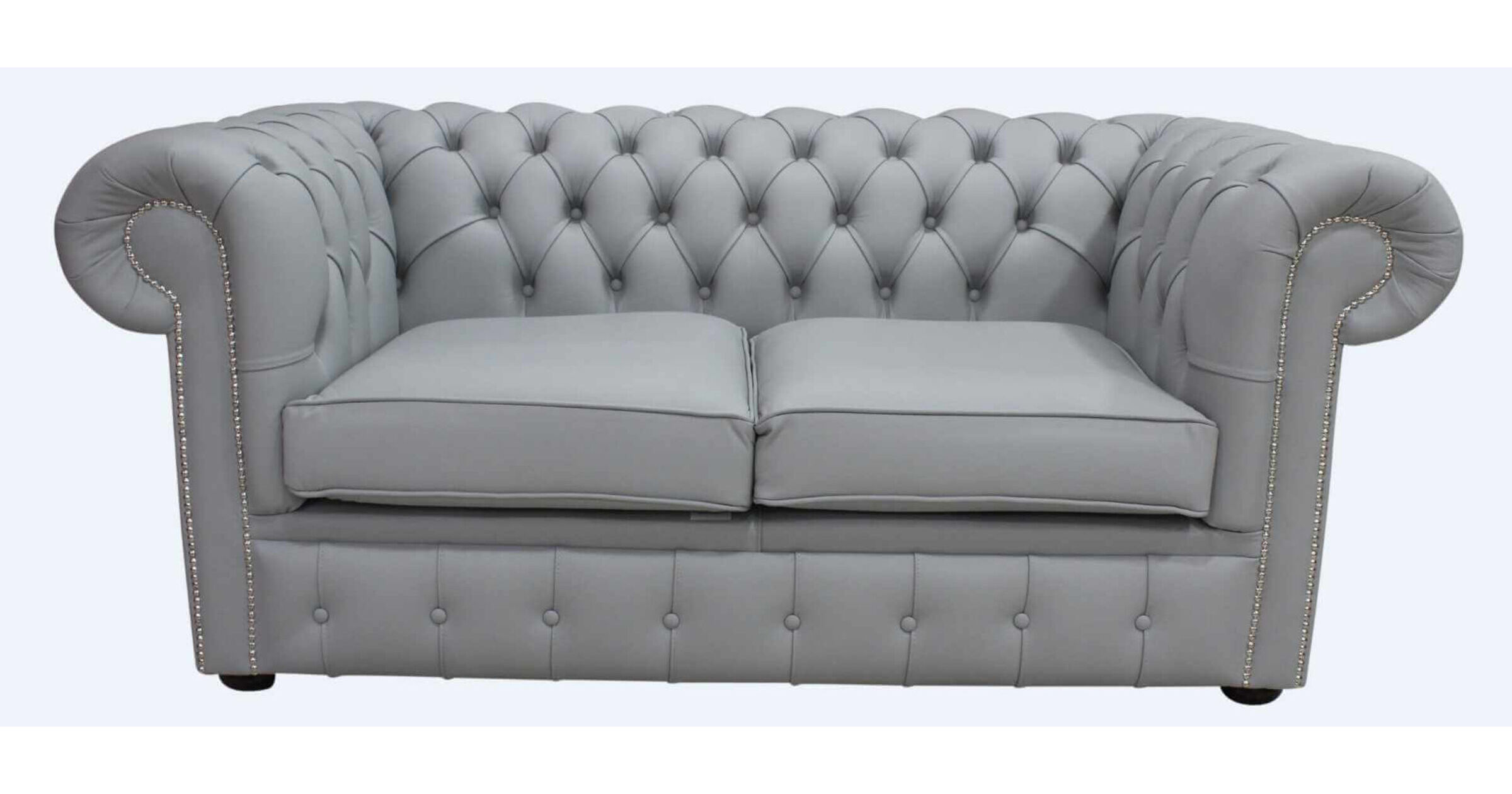 Buy Silver Grey leather Chesterfield sofa at DesignerSofas4U