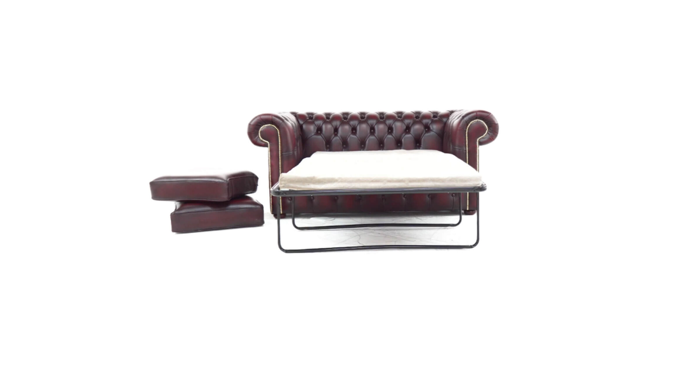 Buy Chesterfield 2 Seater Sofa Bed in Antique Oxblood Red Leather