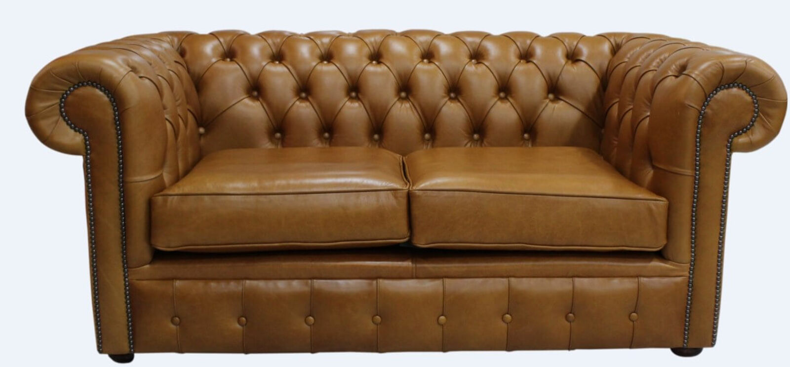 Product photograph of Chesterfield 2 Seater Settee Heritage Caramel Leather Sofa from Designer Sofas 4U