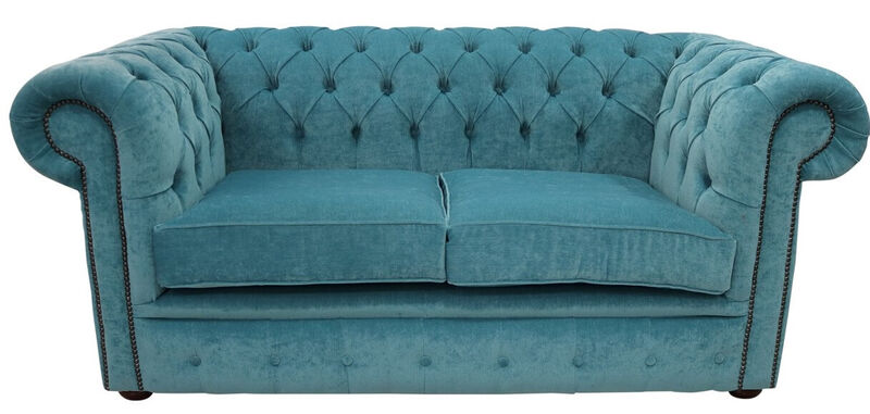 Product photograph of Chesterfield 2 Seater Settee Pimlico Teal Fabric Sofa Offer from Designer Sofas 4U