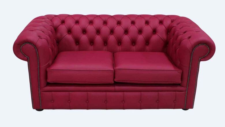 Chesterfield 2 Seater Shelly Anemone Leather Sofa Offer