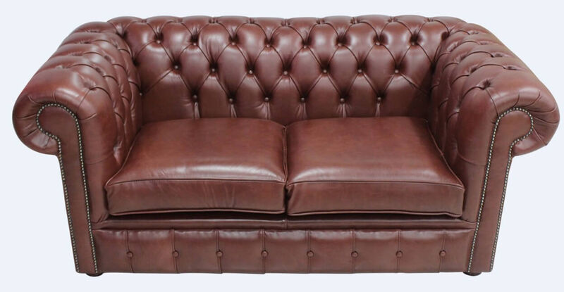 Product photograph of Chesterfield 2 Seater Settee Old Byron Conker Leather Sofa from Designer Sofas 4U