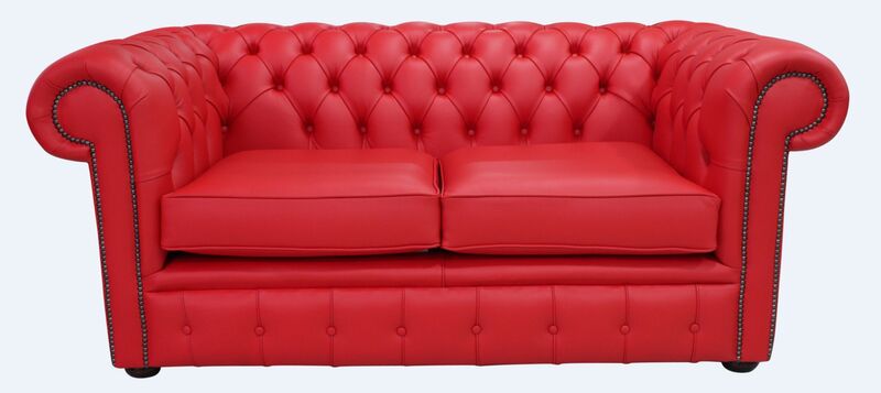 Product photograph of Chesterfield 2 Seater Sofa Settee Shelly Flame Red Leather from Designer Sofas 4U