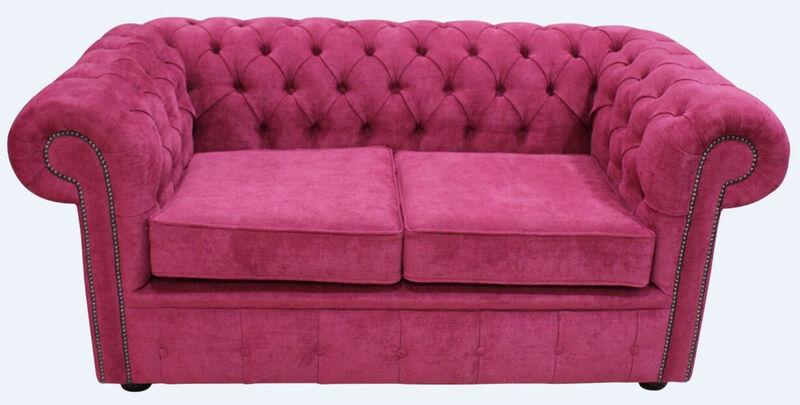 Product photograph of Chesterfield 2 Seater Settee Marinello Raspberry Fabric Sofa Offer from Designer Sofas 4U