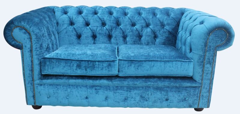 Product photograph of Chesterfield 2 Seater Settee Pastiche Teal Velvet Sofa Offer from Designer Sofas 4U