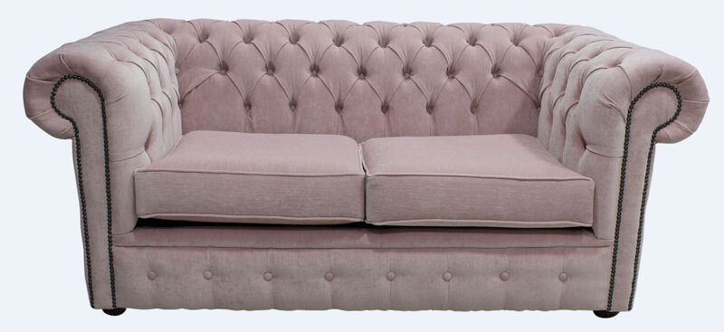 Product photograph of Chesterfield 2 Seater Settee Pimlico Blush Pink Fabric Sofa Offer from Designer Sofas 4U