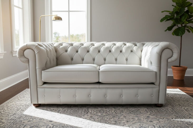 Chesterfield 2 Seater Sofa Settee Vele Huxley Grey Leather Sofa Offer