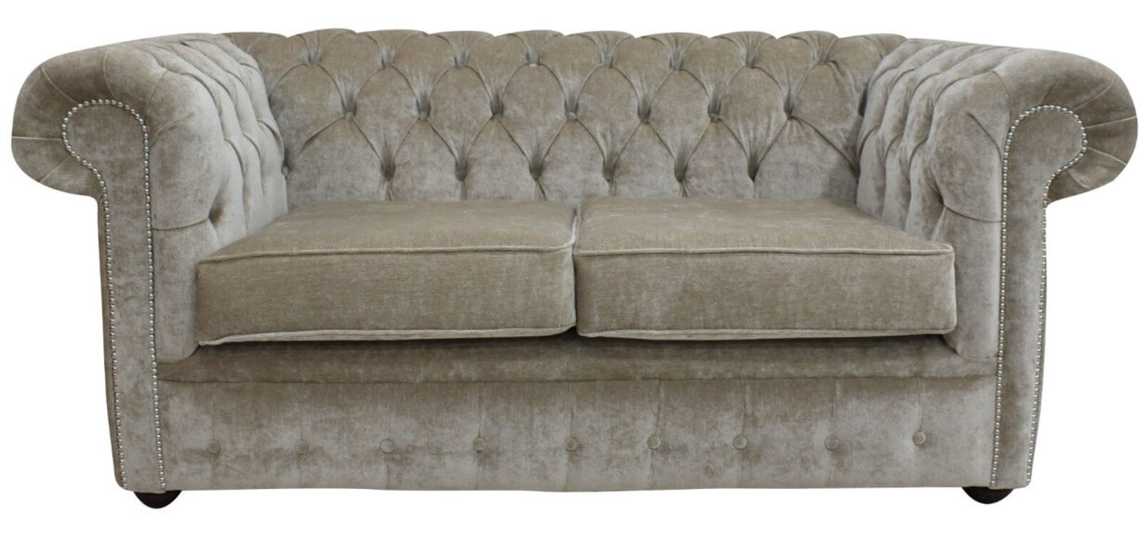 Product photograph of Chiffon Velvet Chesterfield 2 Seater Wool Sofa from Designer Sofas 4U