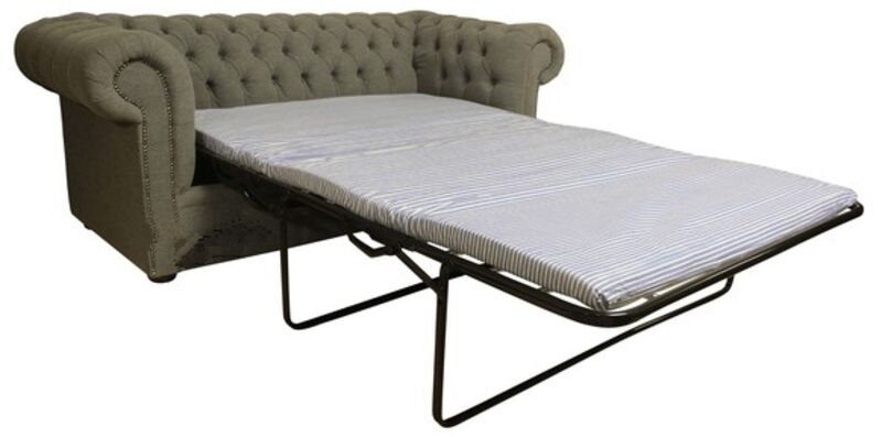 Product photograph of Chesterfield 2 Seater Settee Sofa Bed Verity Plain Steel Fabric from Designer Sofas 4U