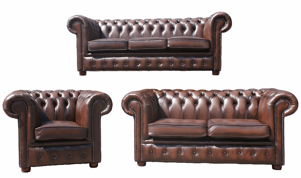 Real Antique Leather Sofa Suite, 3 2 1 Leather Sofa Set Uk