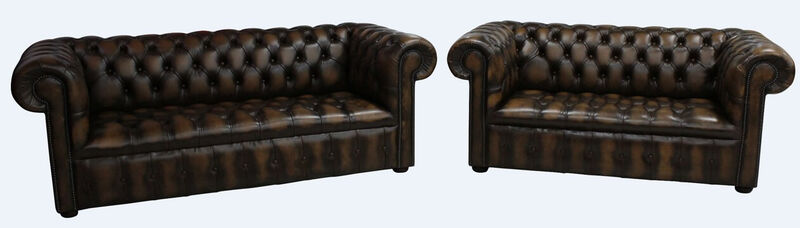 Product photograph of Chesterfield 3 2 Seater Edwardian Buttoned Seat Sofa Antique Amp Hellip from Designer Sofas 4U