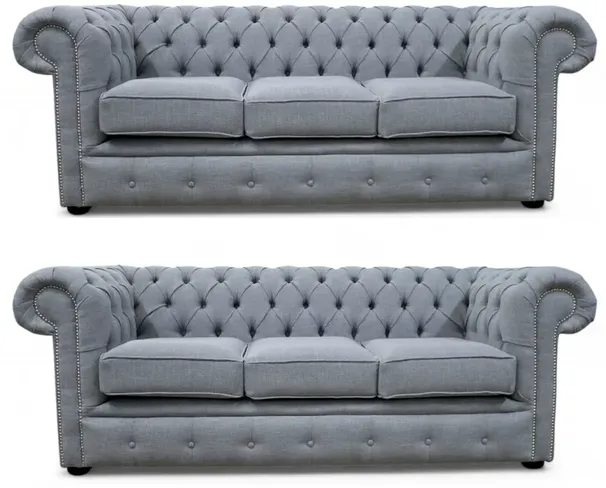 Chesterfield 3+3 Sofa Suite Bacio Zinc Fabric Offer