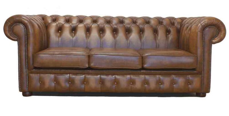 Product photograph of Chesterfield 3 Seater Sofa Bed Birch Antique Gold from Designer Sofas 4U