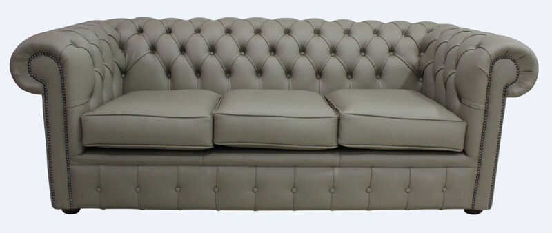 Product photograph of Chesterfield 3 Seater Settee Ash Leather Sofa Offer from Designer Sofas 4U