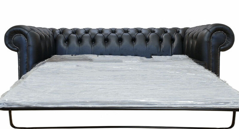 Product photograph of Chesterfield 3 Seater Settee Sofa Bed Black Leather from Designer Sofas 4U
