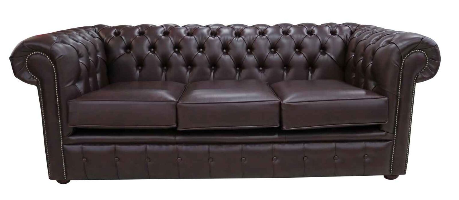 Product photograph of Chesterfield 3 Seater Burgandy Bonded Leather Sofa Offer from Designer Sofas 4U