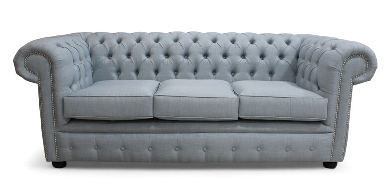 Chesterfield 3 Seater Charles Linen Sky Sofa Offer