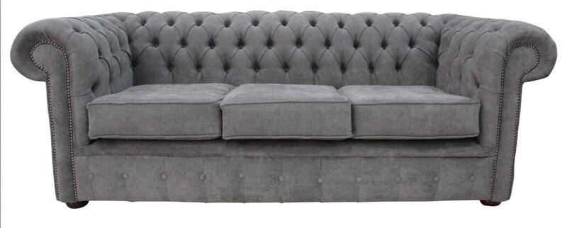 Product photograph of Chesterfield 3 Seater Settee Marinello Pewter Fabric Sofa Offer from Designer Sofas 4U